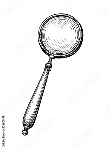 Ink sketch of magnifying glass.