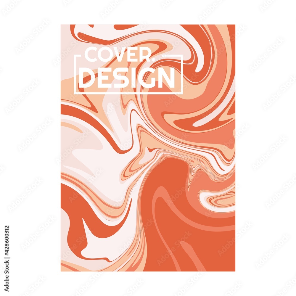 orange retro color psychedelic fluid art portrait cover design vector illustration