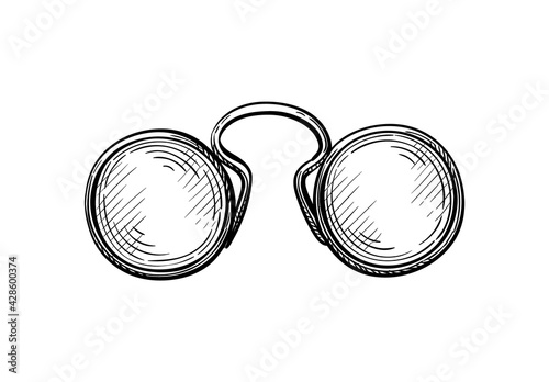 Ink sketch of pince-nez.