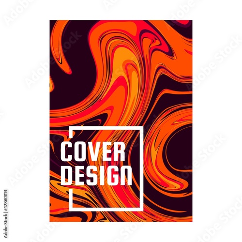 lava red orange yellow retro color psychedelic fluid art portrait cover design vector illustration