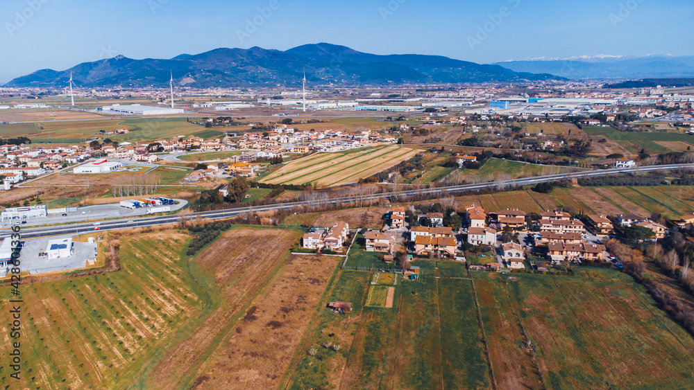 Landscape with drone of countryside in Tuscany. Landscape with drone of countryside in Tuscany.