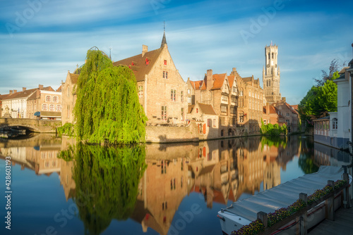 Bruges canals at sunrise. Brugge, Belgium