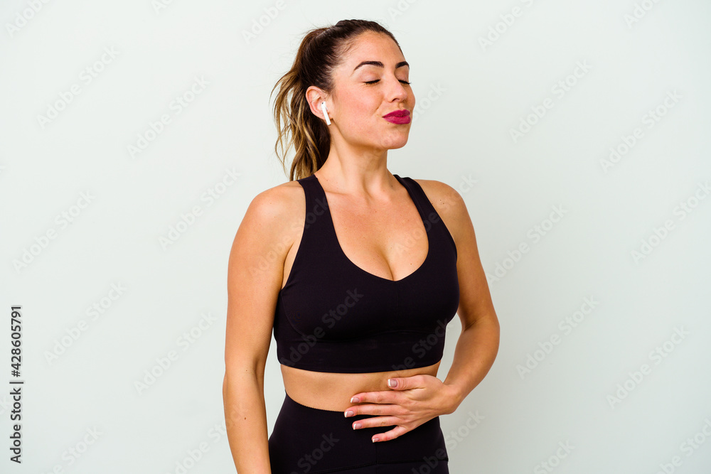 Young sport caucasian woman isolated on white background Young sport caucasian woman isolated on white background