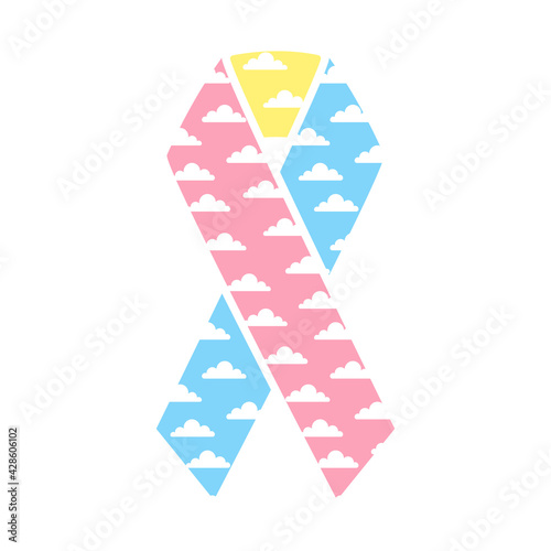 Awareness cloud ribbon isolated on white background. The problem of congenital hernia of the diaphragm.Vector stock illustration. 