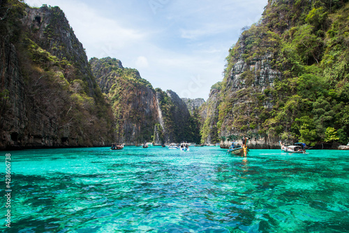 Ao Pileh Lagoon, the famous Phi Phi Island attractions in Krabi Province, Thailand, April 14, 2021.