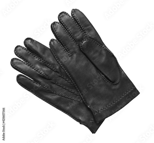 Black leather gloves for man