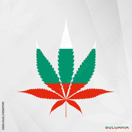 Flag of Bulgaria in Marijuana leaf shape. The concept of legalization Cannabis in Bulgaria.