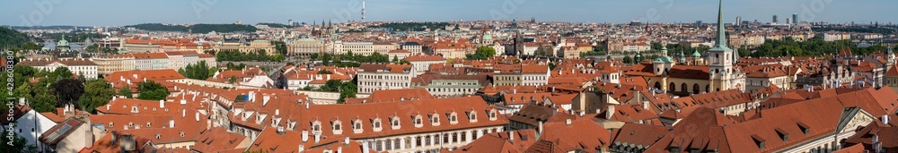 View of the rooftops of Prague houses