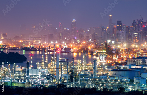 Oil Refinery Industry Evening City Backdrop