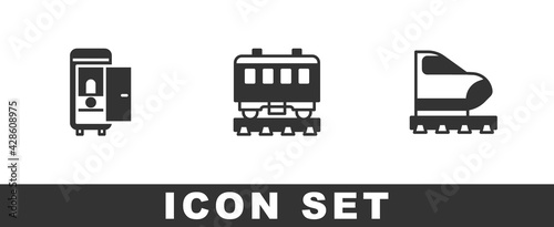 Set Toilet in the train car, Passenger cars and High-speed icon. Vector