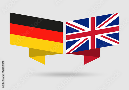 Germany and UK flags. German and British national symbols. Vector illustration.