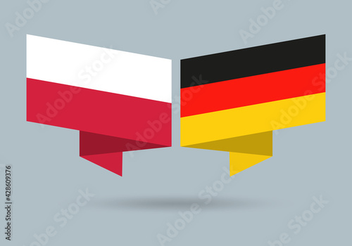 Poland and Germany flags. Polish and German national symbols. Vector illustration.