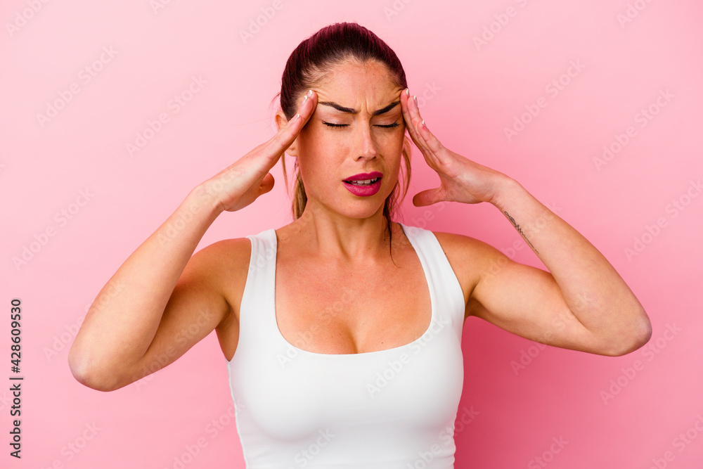 Young caucasian woman isolated on pink background Young caucasian woman isolated on pink background