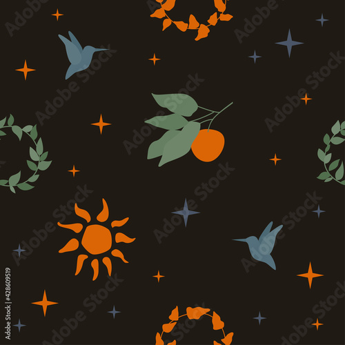Seamless pattern background. Sunny summer pattern for design wrapping paper, wallpaper, fabric, kid closes textile etc