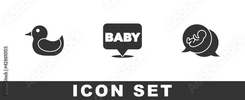 Set Rubber duck, Baby and icon. Vector