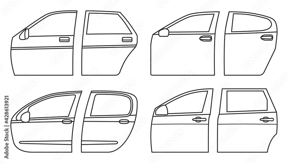 Car door vector outline set icon. outline set icon auto equipment