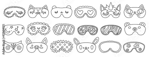Mask for sleep vector outline set icon. Vector illustration blindfold on white background. outline set icon mask for sleep.