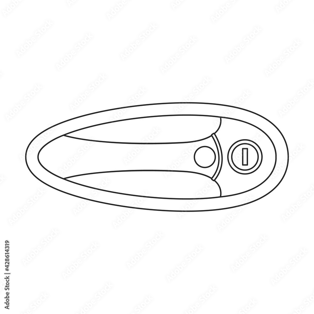 Handle door vector outline icon. Vector illustration handle door car on white background. Isolated outline illustration icon of auto hand. Handle door vector outline icon. Vector illustration handle door car on white background. Isolated outline illustration icon of auto hand.