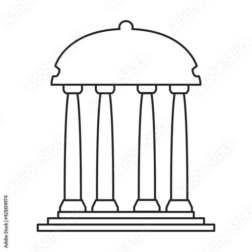 Gazebo wooden vector outline icon. Vector illustration gazebo wooden on white background. Isolated outline illustration icon of pergola.