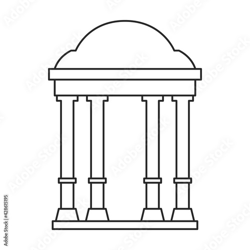 Gazebo wooden vector outline icon. Vector illustration gazebo wooden on white background. Isolated outline illustration icon of pergola.