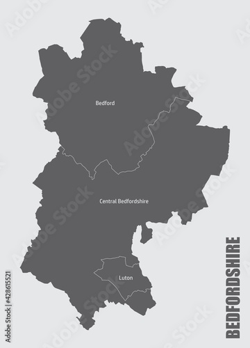 Bedfordshire county administrative map photo