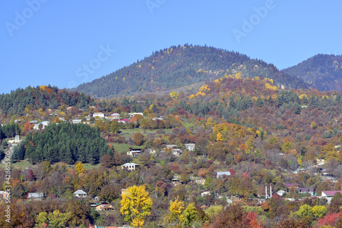 Golden autumn in the Caucasus mountains