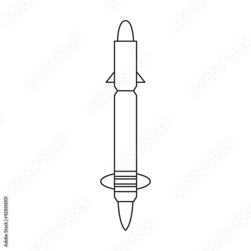 Missile ballistic vector outline icon. Vector illustration rocket military on white background. Isolated outline illustration icon of missile ballistic.