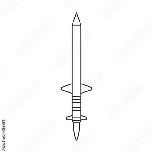 Missile ballistic vector outline icon. Vector illustration rocket military on white background. Isolated outline illustration icon of missile ballistic.