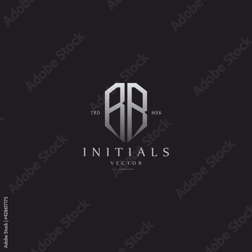 classy BB vintage metal monogram logo. elegant silver initials icon premium vector design template