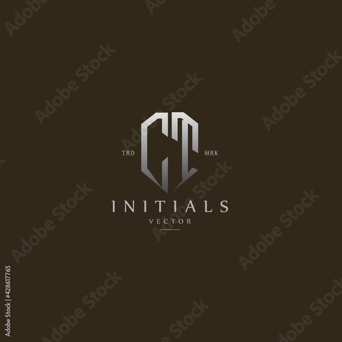 classy CT vintage metal monogram logo. elegant silver initials icon premium vector design template