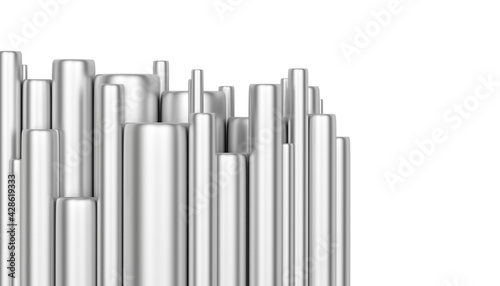 Metal pipes isolated on a white background. 3D illustration 