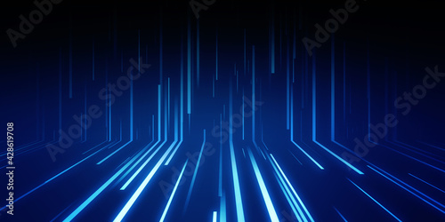 Abstract digital science fiction background. Blue lines on dark background.