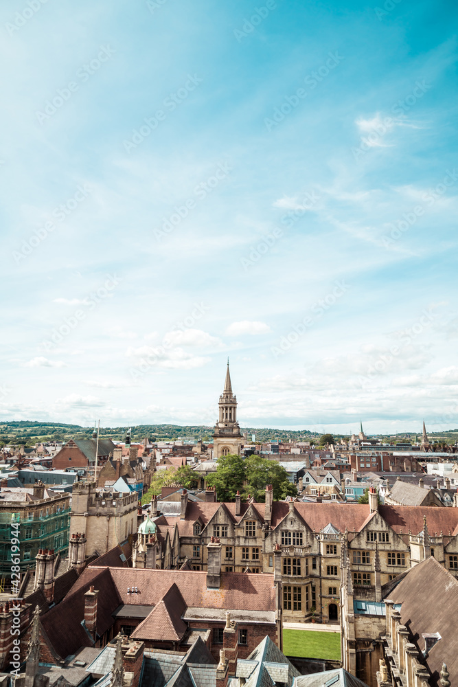 High angle view of High Street of Oxford City, UK