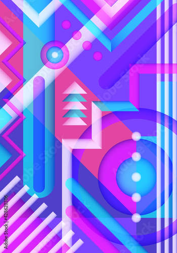 vector colorful neon geometric overlapped background
