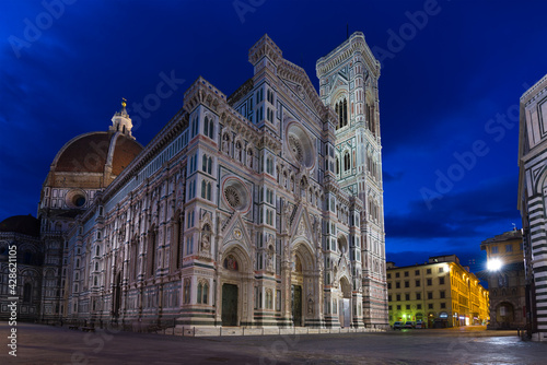 Cathedral of Santa Maria del Fiore on September night. Florence, Italy