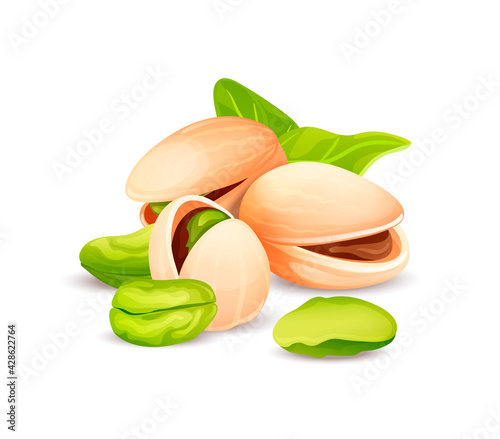Pistache nut composition, whole and cracked nuts