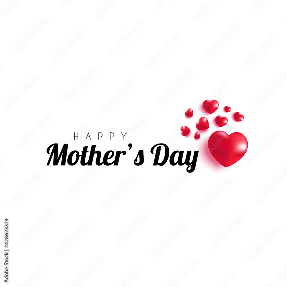 Happy Mother's Day text with flowers isolated on background. Hand drawn lettering as Mother's day logo, badge, icon. Template for Happy Mother's day, invitation, greeting card, postcard.