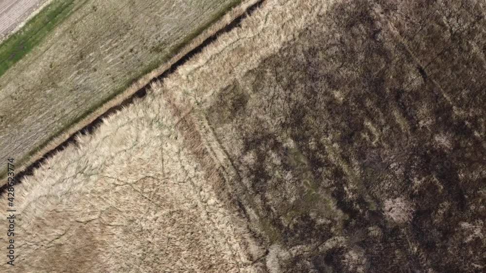 Birdseye view of farmland during spring. Birdseye view of farmland during spring.