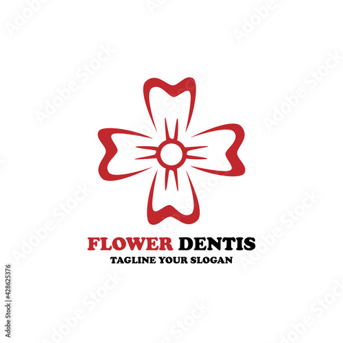 Fototapeta Naklejka Na Ścianę i Meble -  flower dental design logo vector