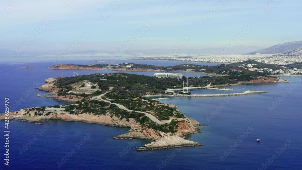 Greece, Athens riviera coast, Vouliagmeni bay, calm sea and blue sky background, video footage 4k, Greece, Athens riviera coast, Vouliagmeni bay, calm sea and blue sky background, video footage 4k,