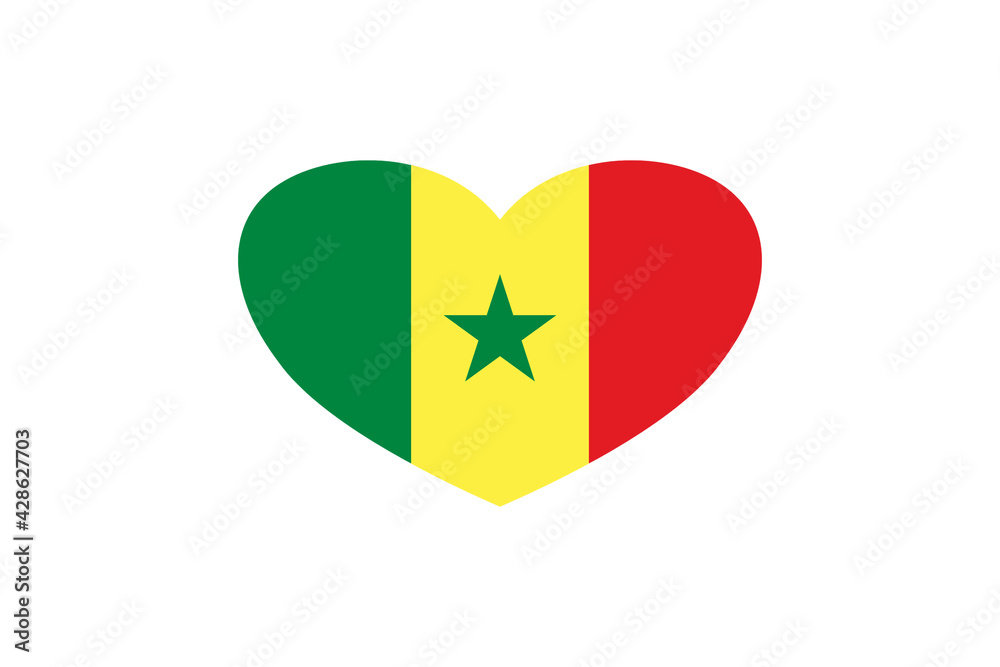 Senegal flag in the heart shape. Isolated on a white background. Senegal flag in the heart shape. Isolated on a white background.