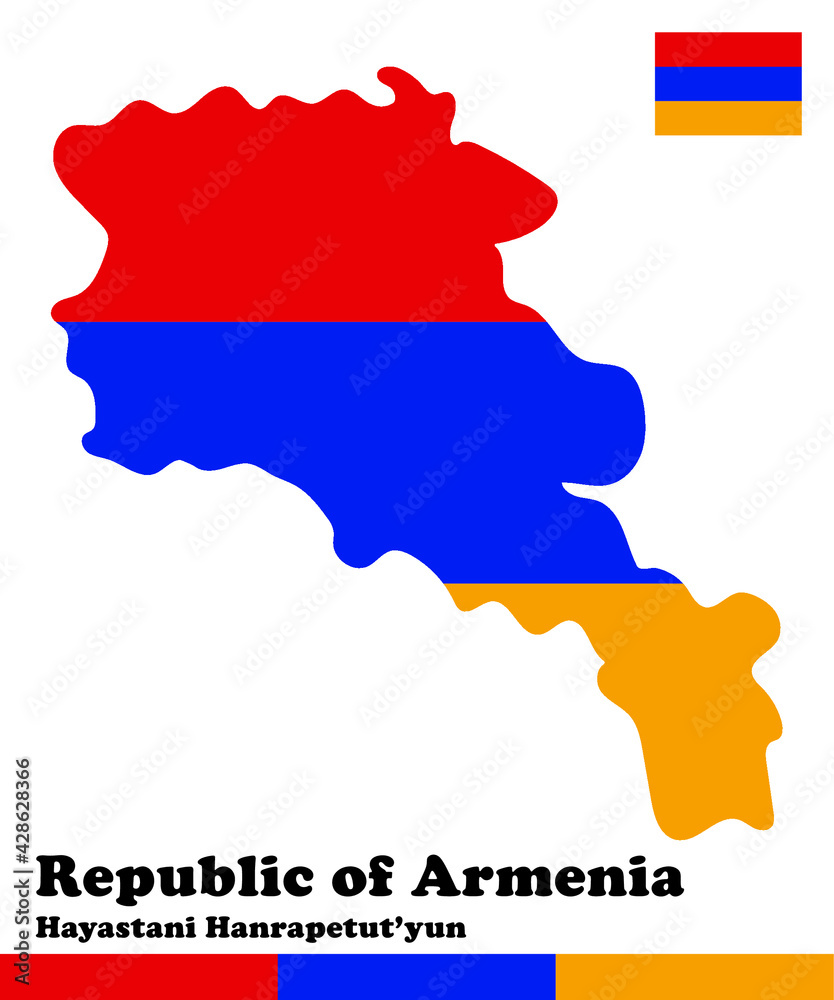 Fototapeta premium flag of Armenia inside Armenia map Armenia flag illustration