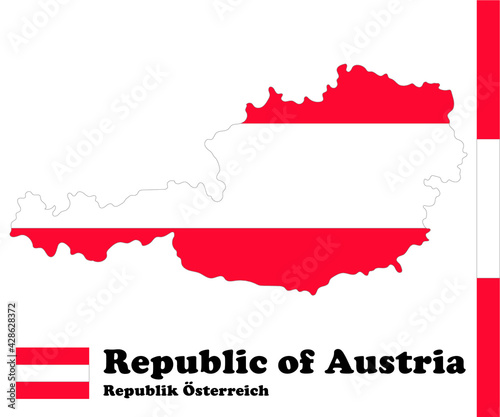flag of Austria inside Austria map Austria flag illustration