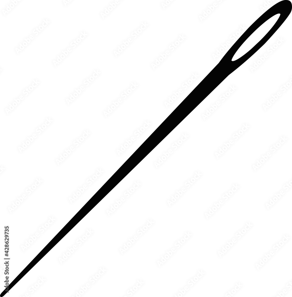Vector illustration of black silhouette of a sewing needle Stock Vector
