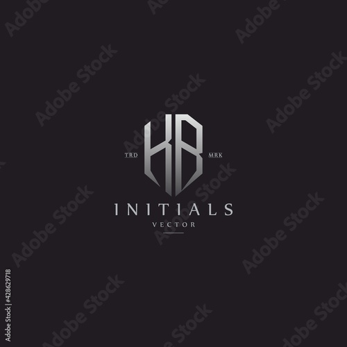classy KB vintage metal monogram logo. elegant silver initials icon premium vector design template