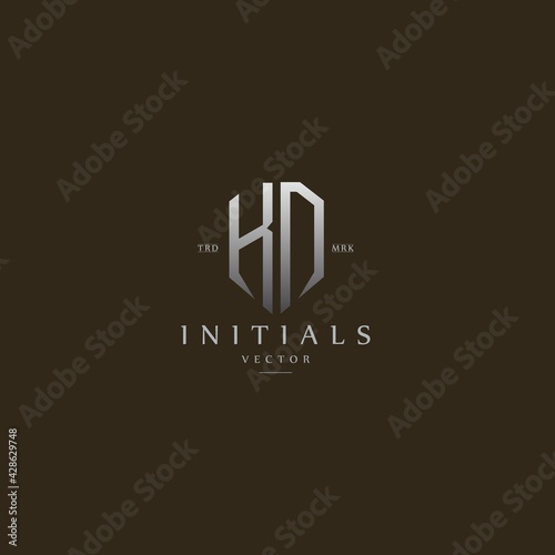 classy KD vintage metal monogram logo. elegant silver initials icon premium vector design template