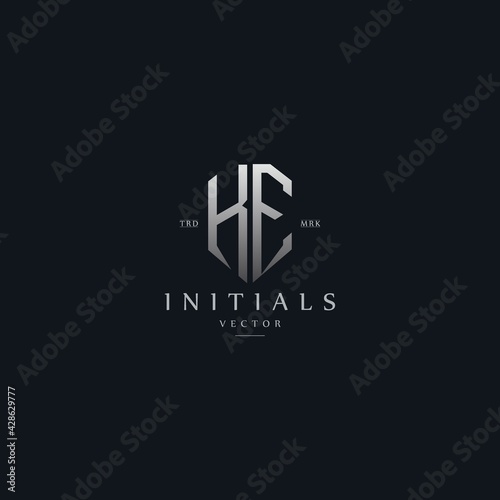 classy KE vintage metal monogram logo. elegant silver initials icon premium vector design template