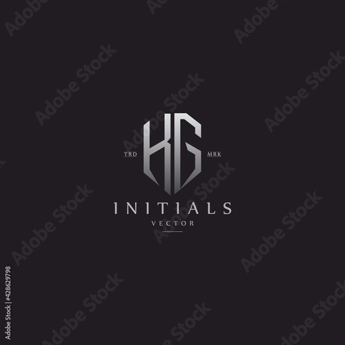 classy KG vintage metal monogram logo. elegant silver initials icon premium vector design template