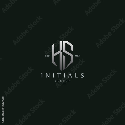 classy KS vintage metal monogram logo. elegant silver initials icon premium vector design template