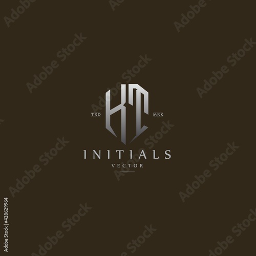 classy KT vintage metal monogram logo. elegant silver initials icon premium vector design template